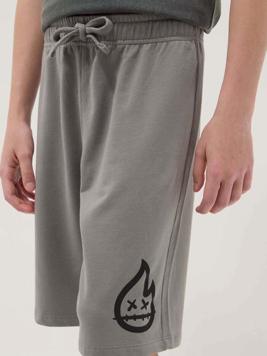 Boys' pure cotton grey shorts with regular fit_2