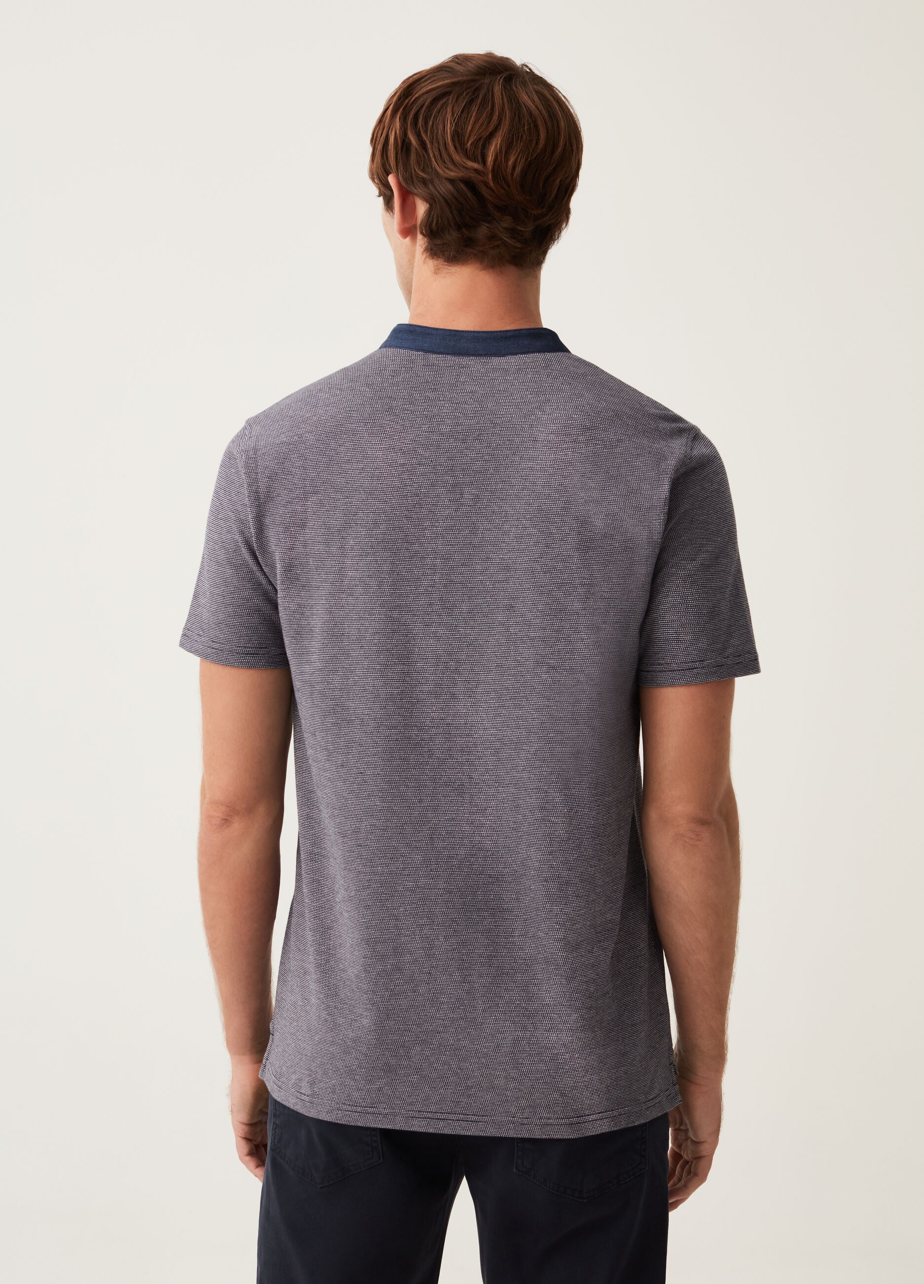 Polo con collo alla coreana chambray_2