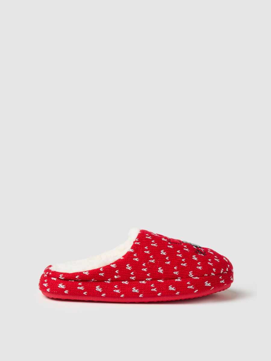 Knit slippers with Christmas penguins_0