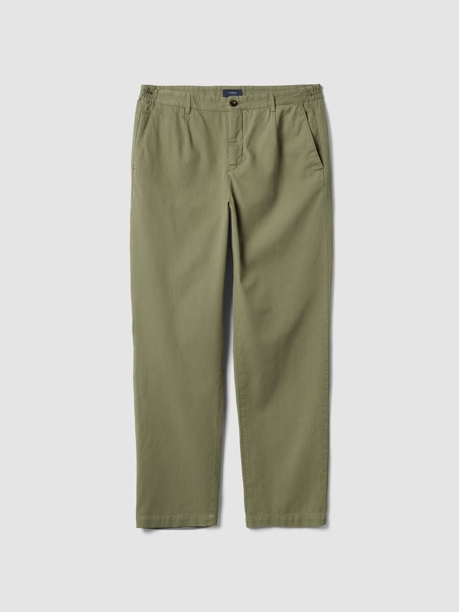 Pantaloni chino verdi in puro cotone carrot fit_0