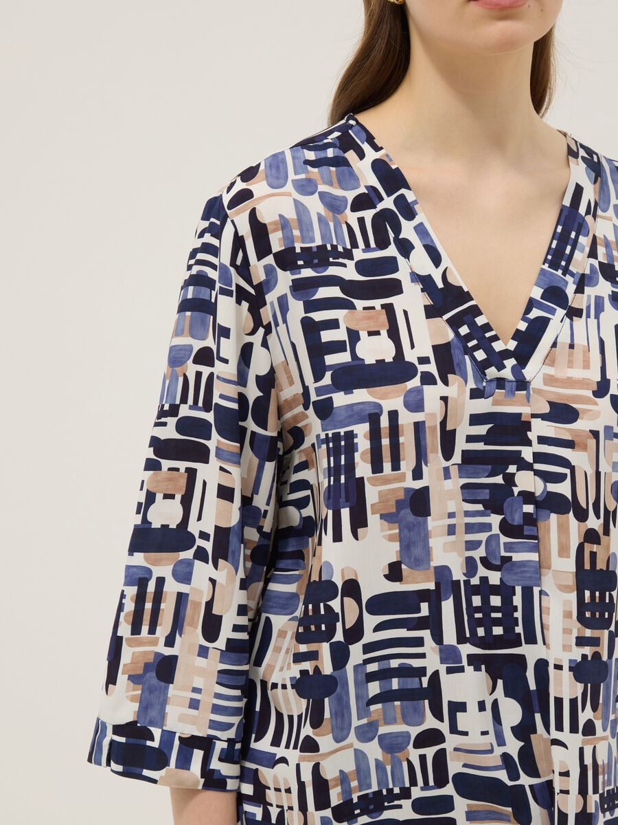 Multicolour pure viscose blouse with geometric print, regular fit_3