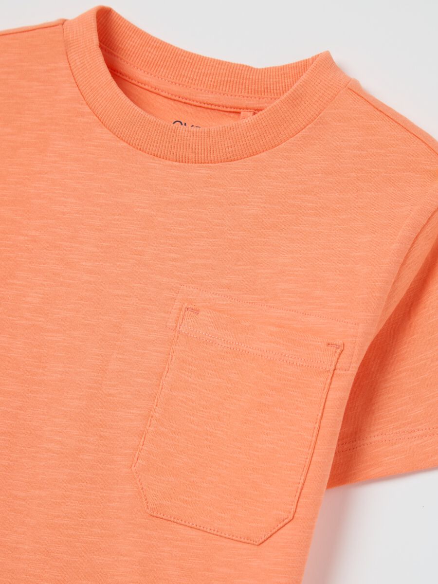 Orange T-shirt in organic cotton with pocket_2