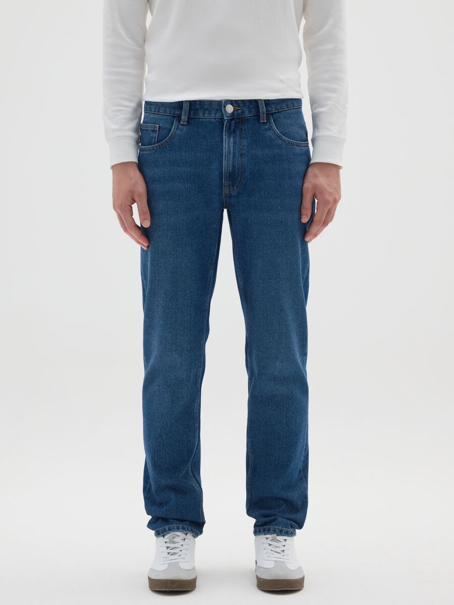 Regular fit blue denim jeans_1
