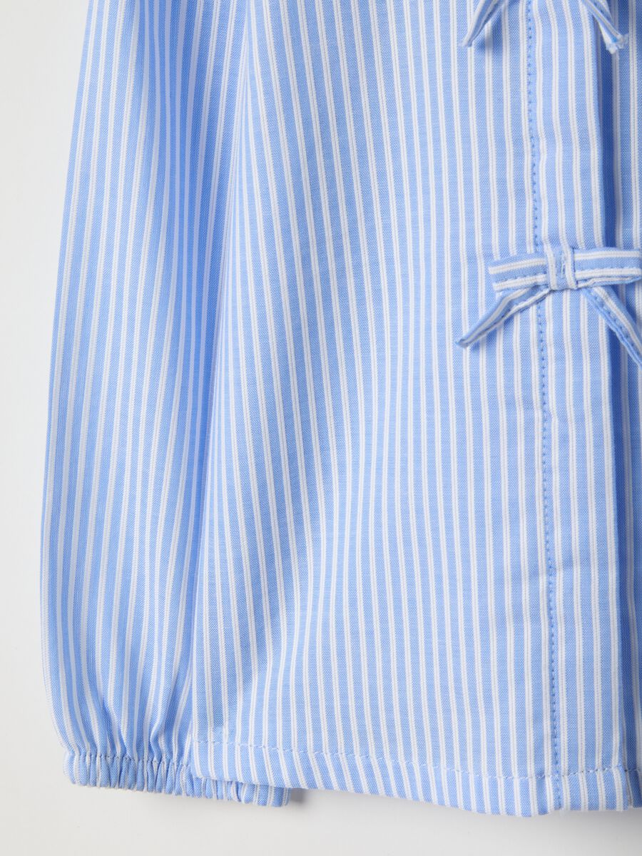 Regular fit light blue striped cotton shirt for girls_3