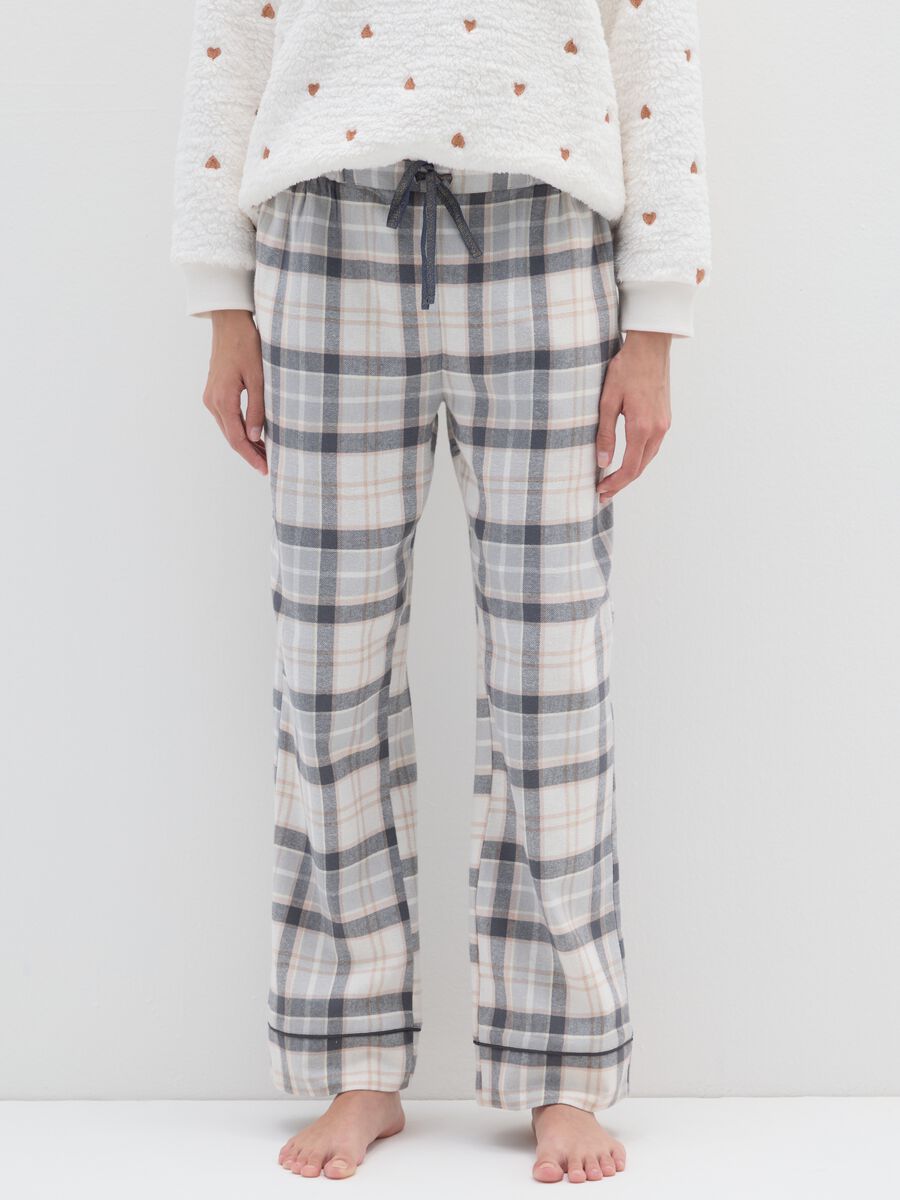 Grey checked flannel pyjama trousers regular fit_1