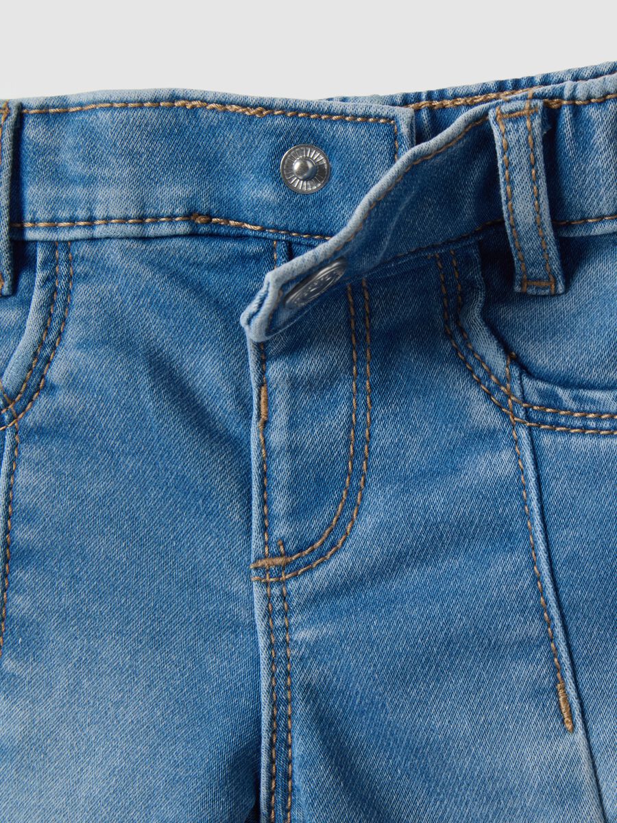 Baby girl's blue cotton blend wide leg jeans_2