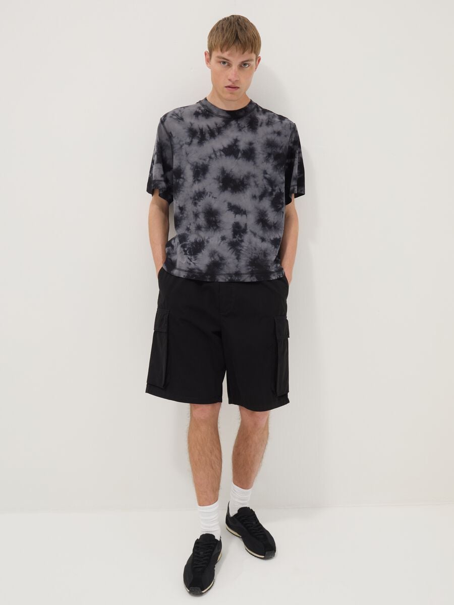 Bermuda neri cargo in puro cotone baggy fit_0