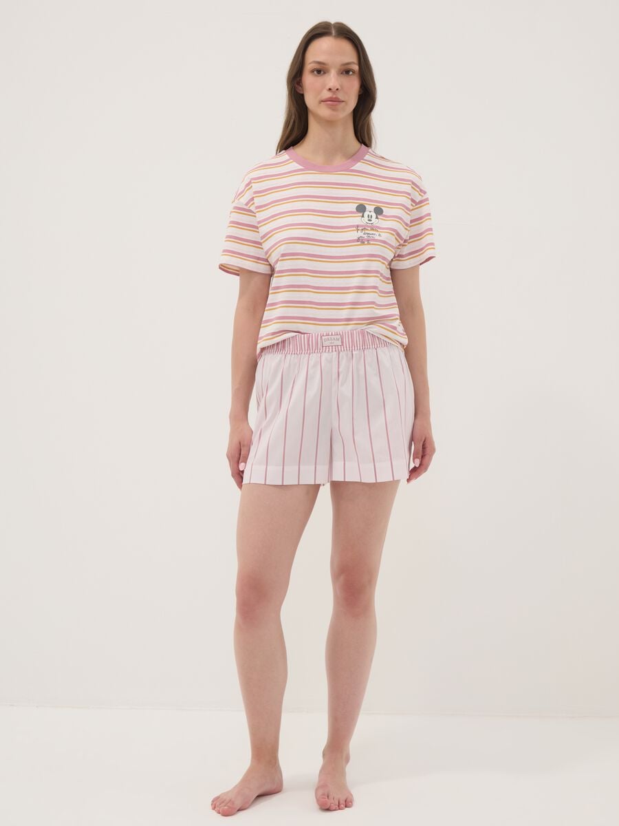 Pink striped organic cotton pyjama shorts_0