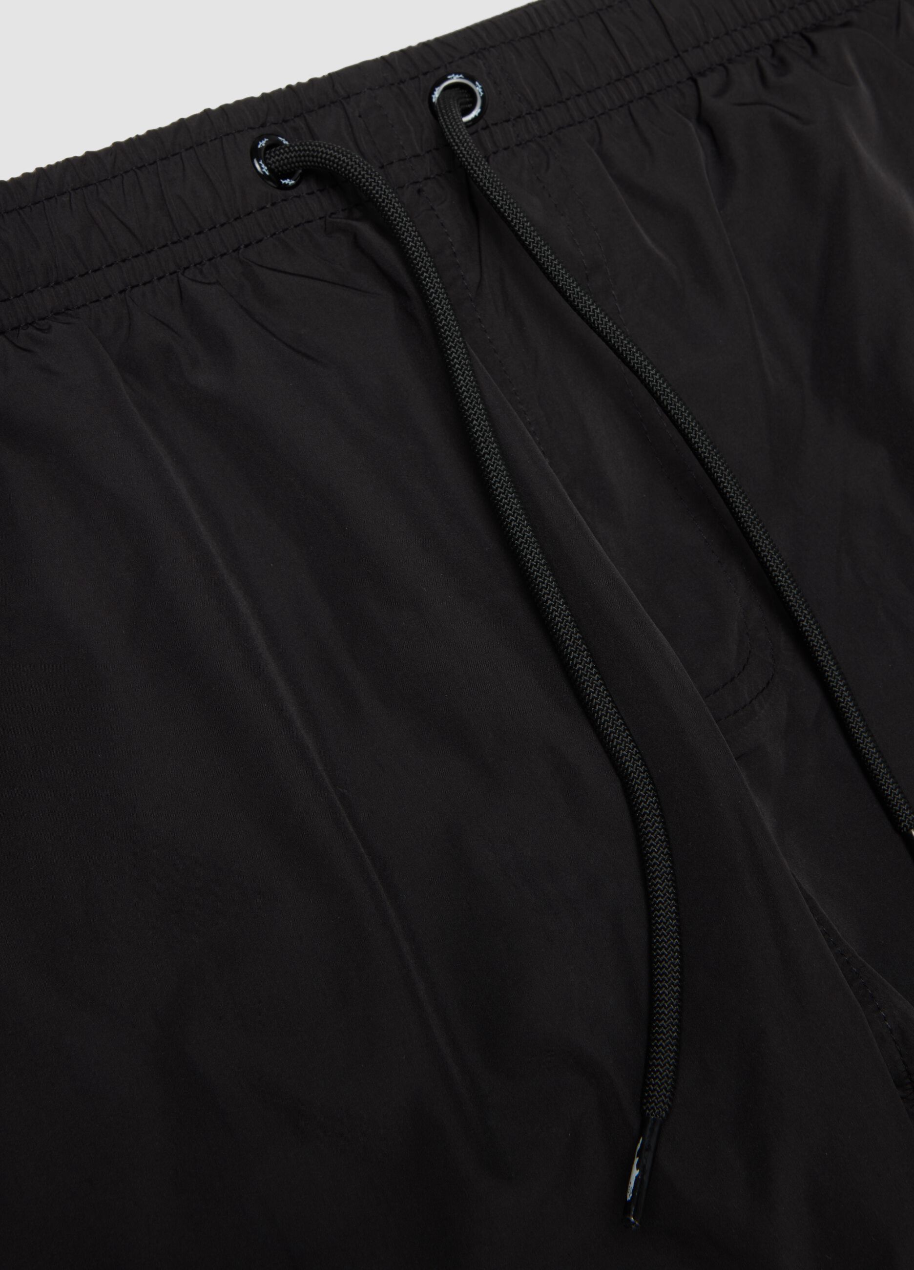 Boxer mare nero con vita elasticizzata e coulisse