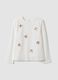 T-shirt bianca in cotone elasticizzato con girocollo_0