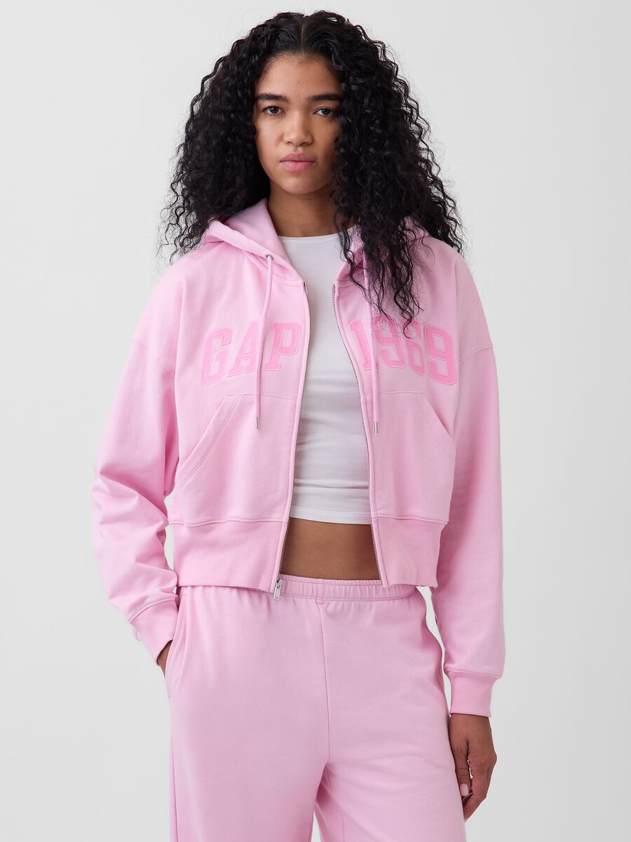 Cotton-blend zip-up hoodie_0