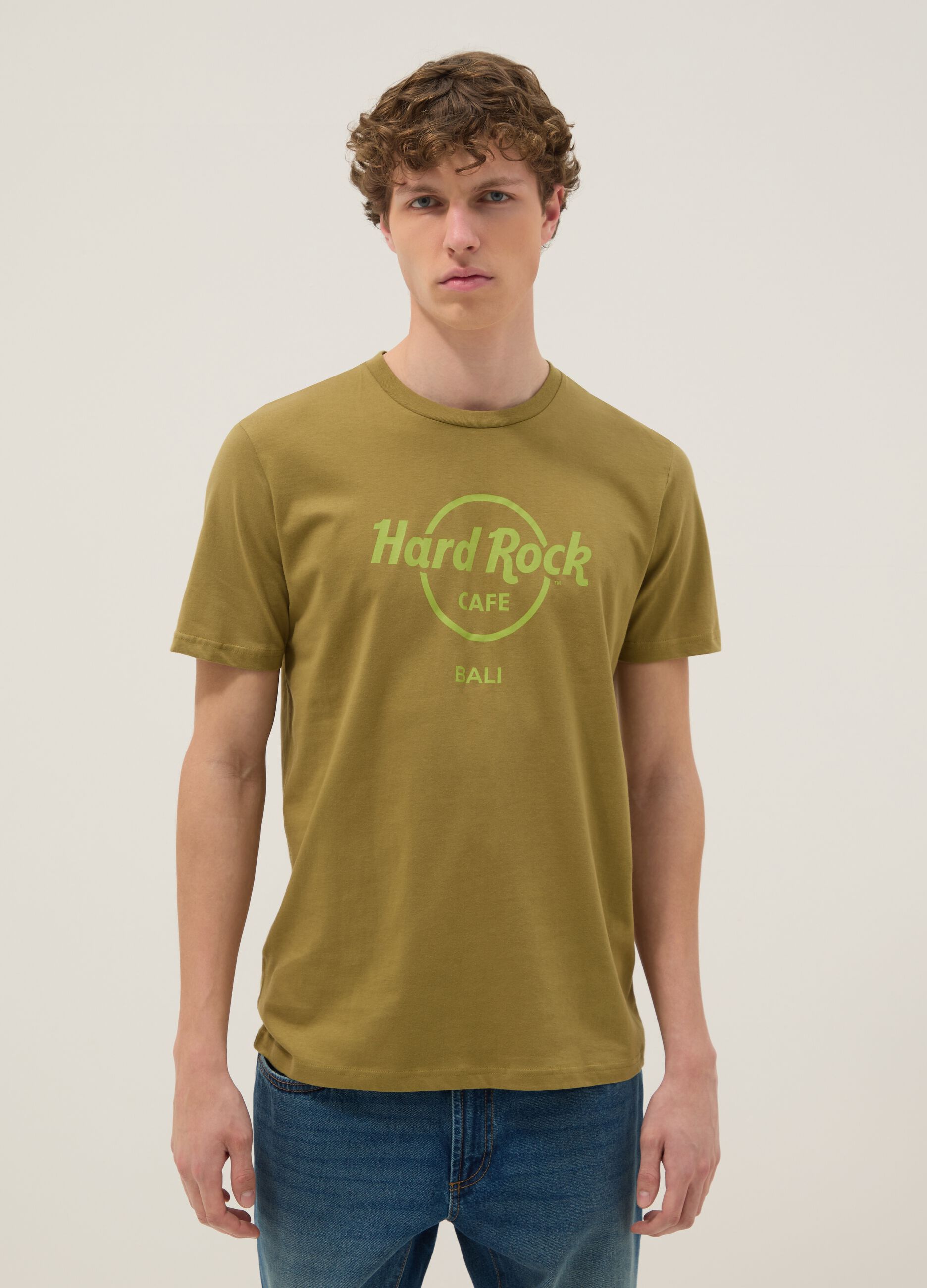 Green Hard Rock Cafe cotton T-shirt, regular fit