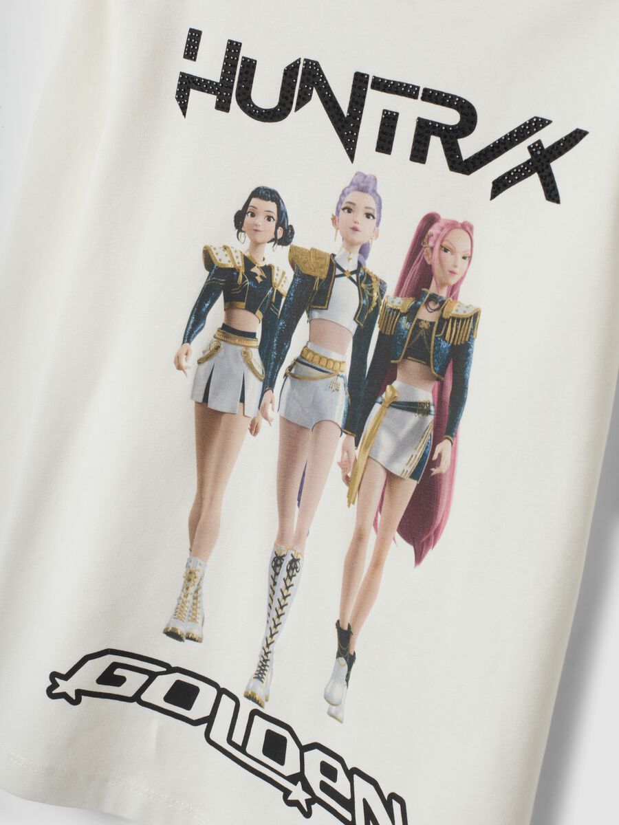 T-shirt bianca in cotone elasticizzato con stampa K-Pop Demon Hunters_3