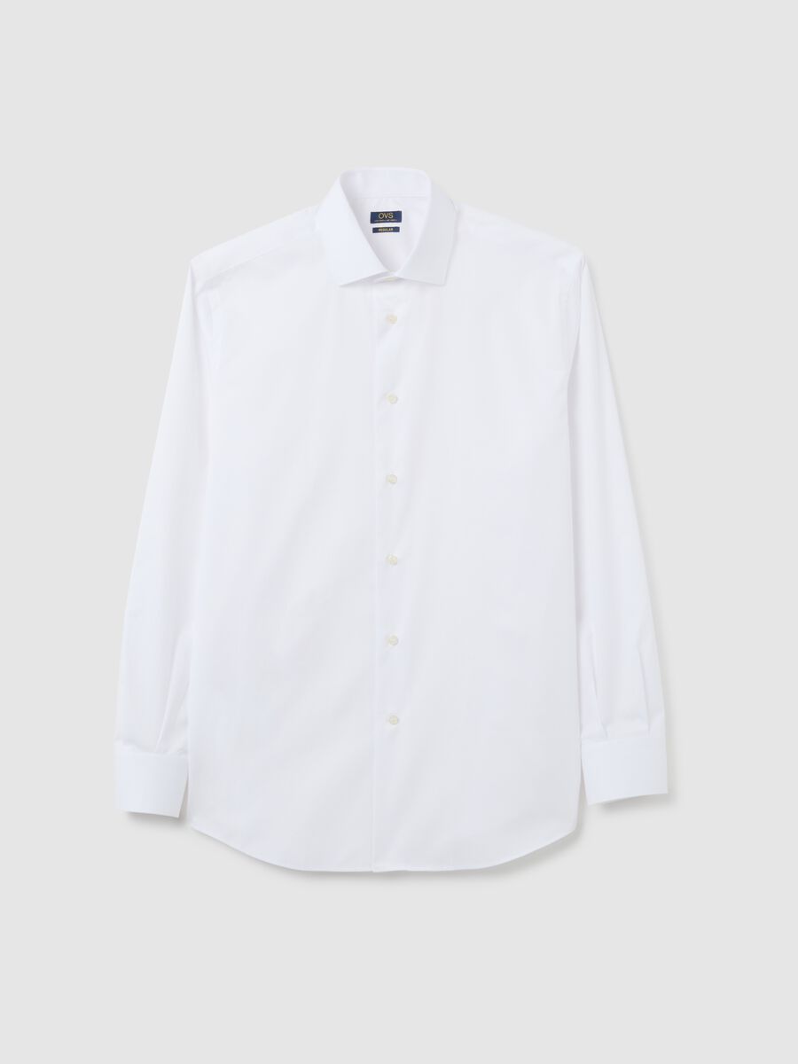 White pure cotton regular fit shirt_0