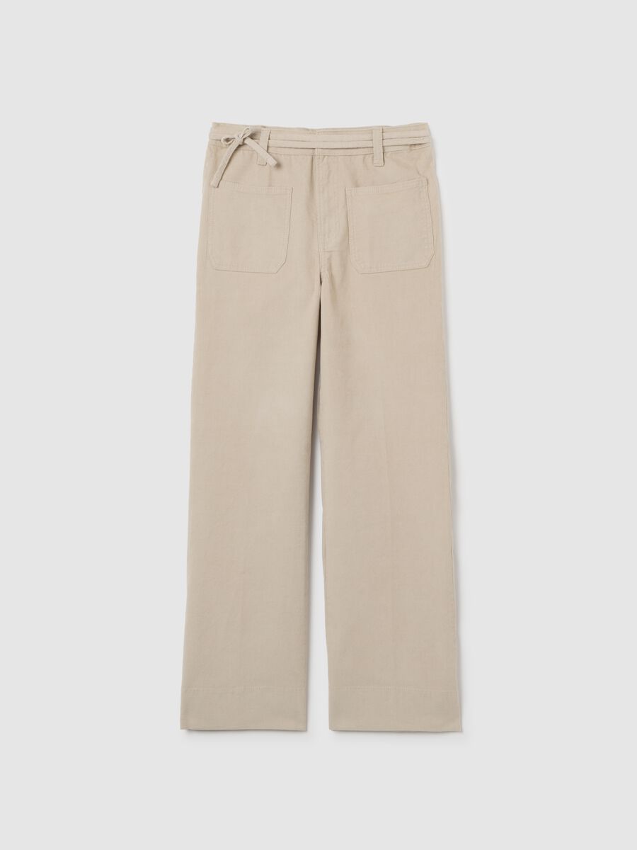 Beige flared corduroy trousers_4