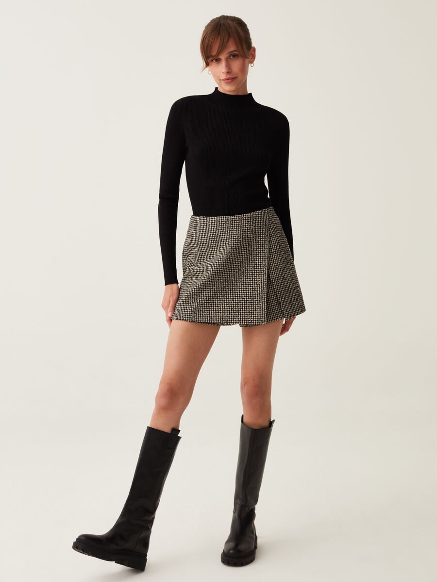 Skort in tweed fantasia pied de poule_0