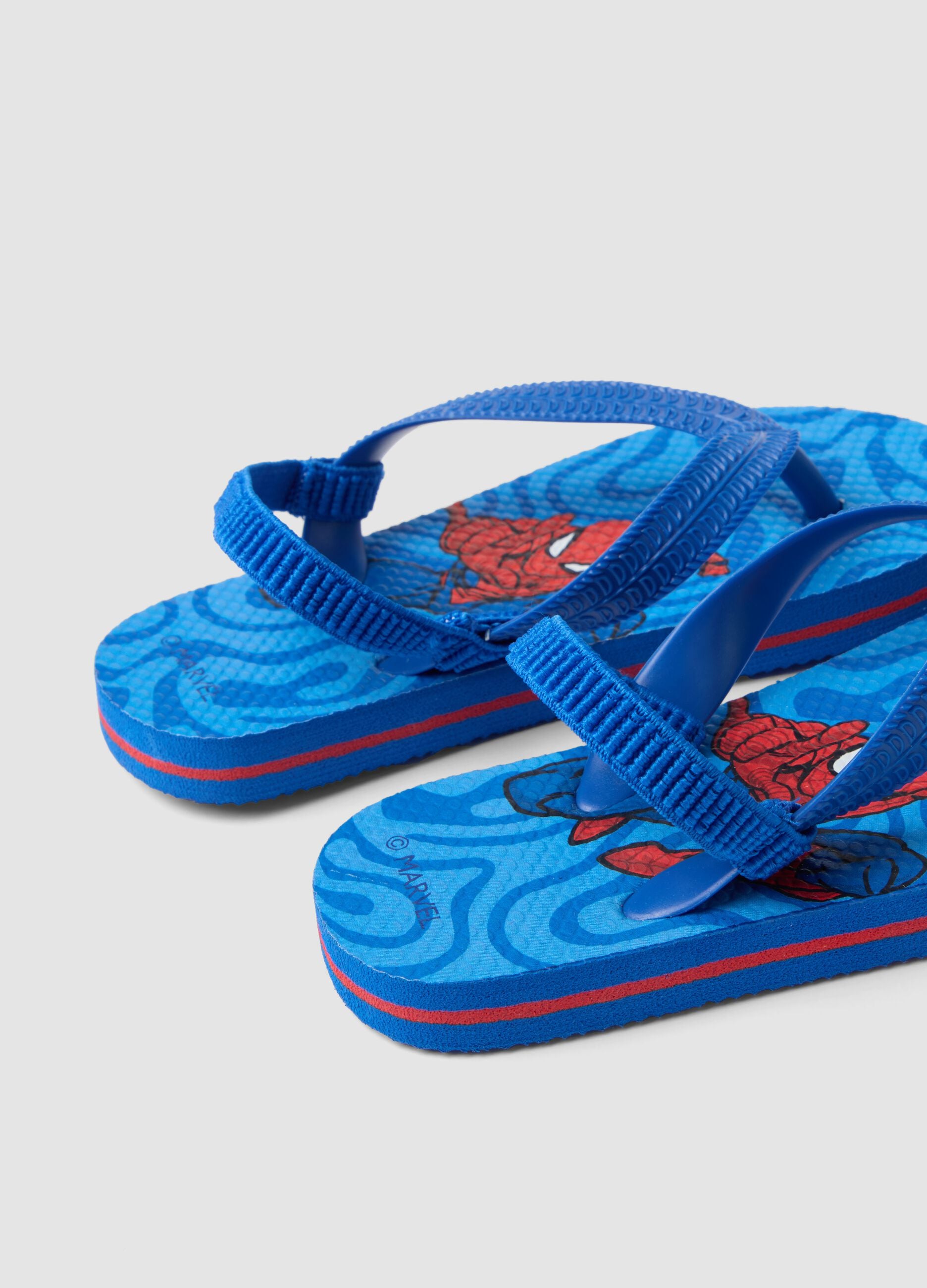 Blue Spider-Man flip-flops