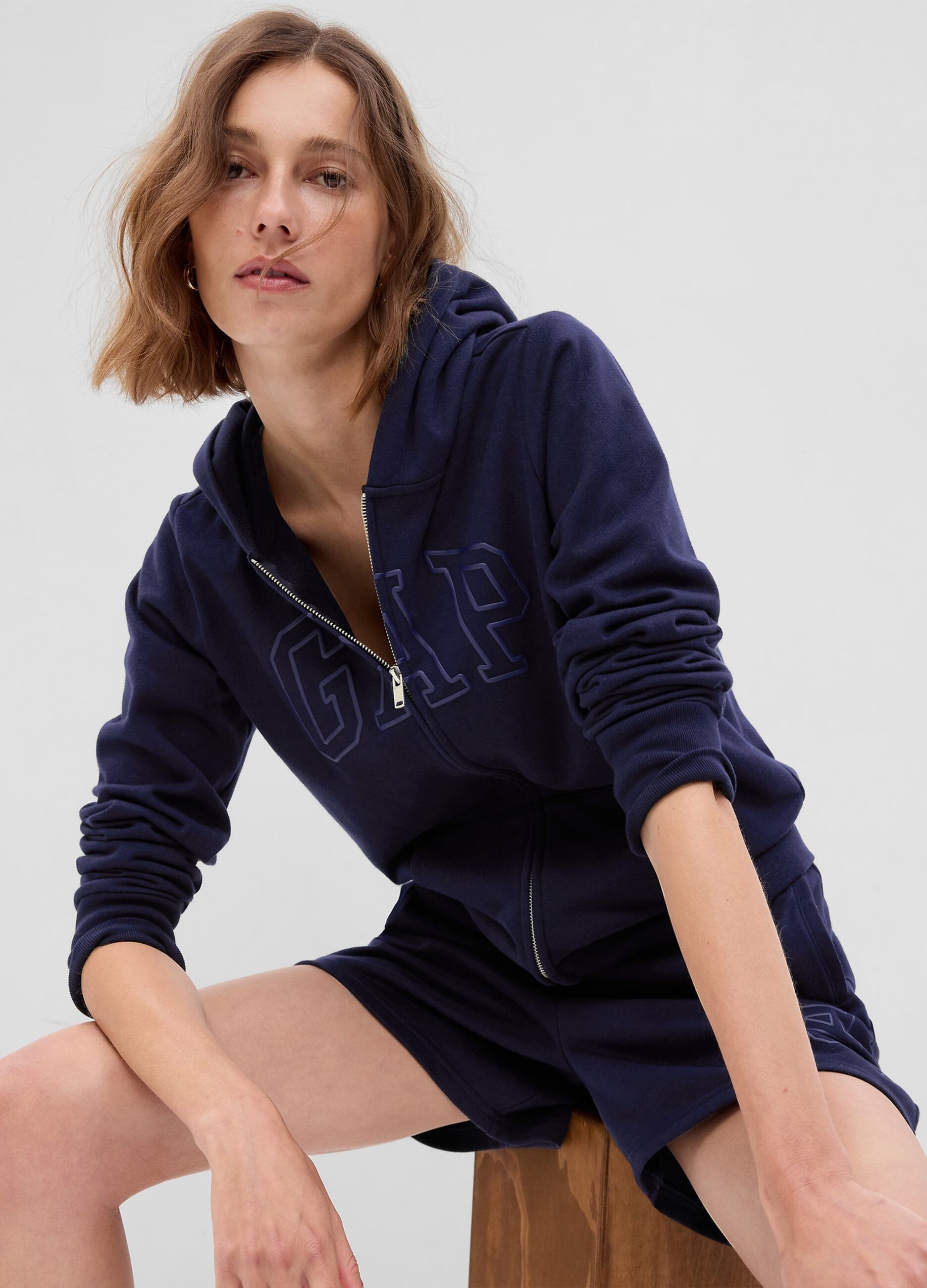 Felpa in French Terry con logo in rilievo_0