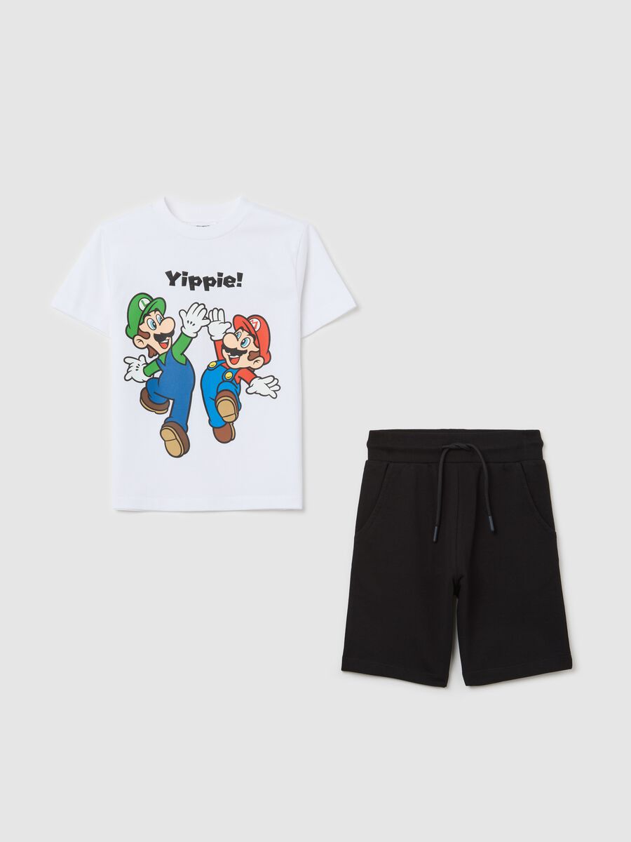 White and black jogging set with Super Mario™ print_0