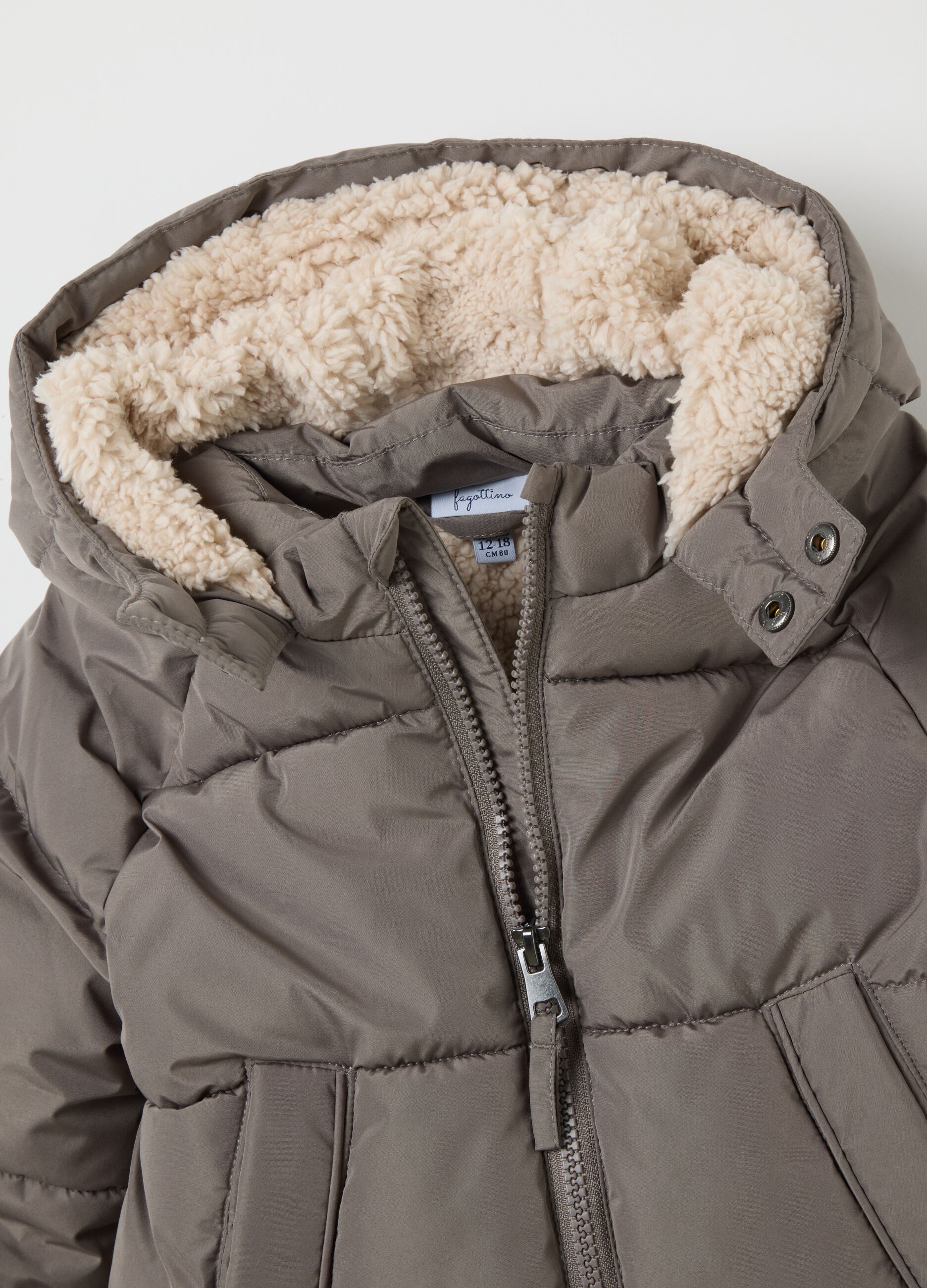 Grey Padded Children's Jacket with Hood