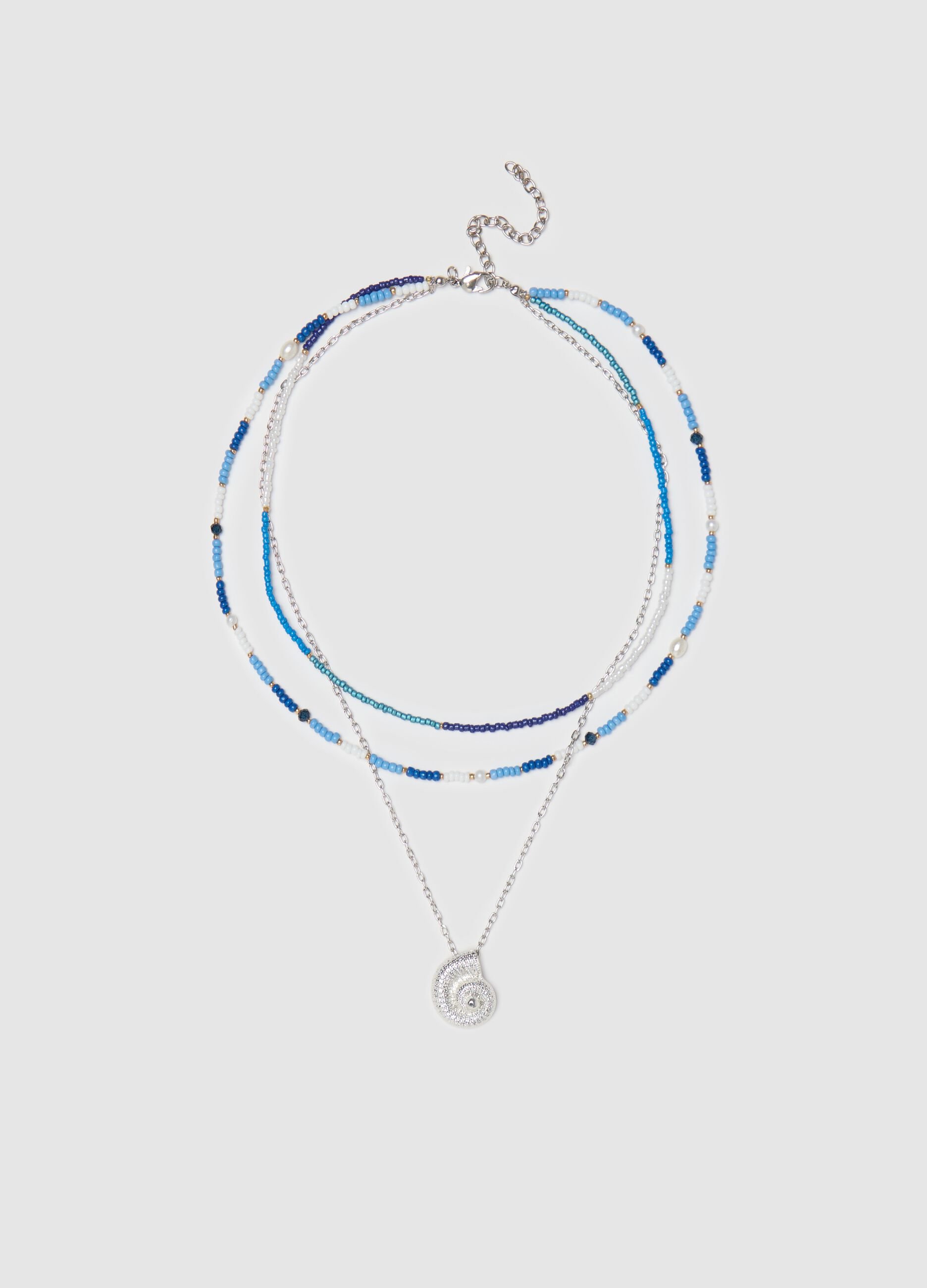 Necklace with beads and shell pendant