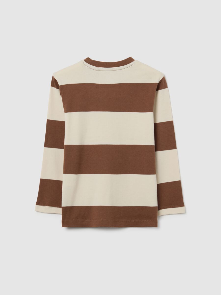 Maglia a righe marrone da bambino in puro cotone regular fit_1