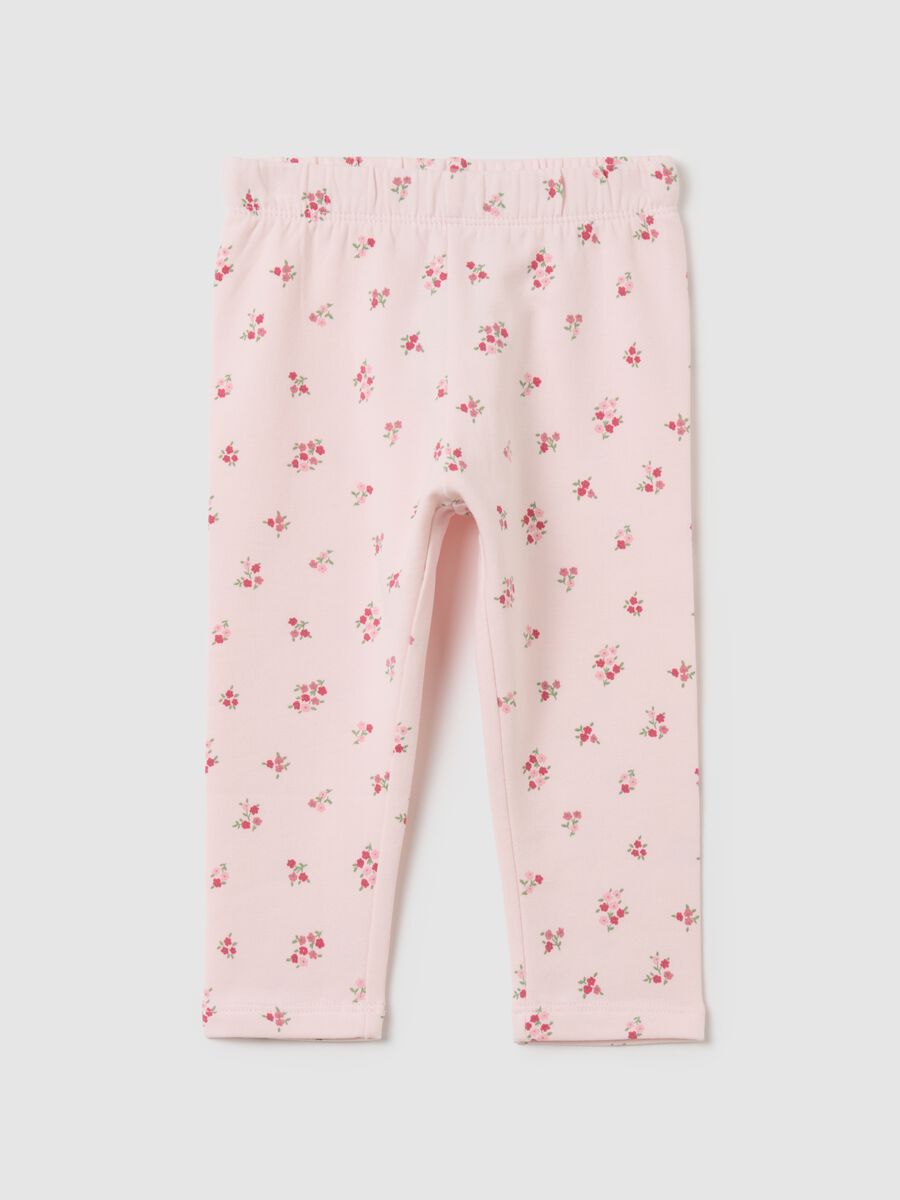 Girls' pink stretch cotton leggings_0