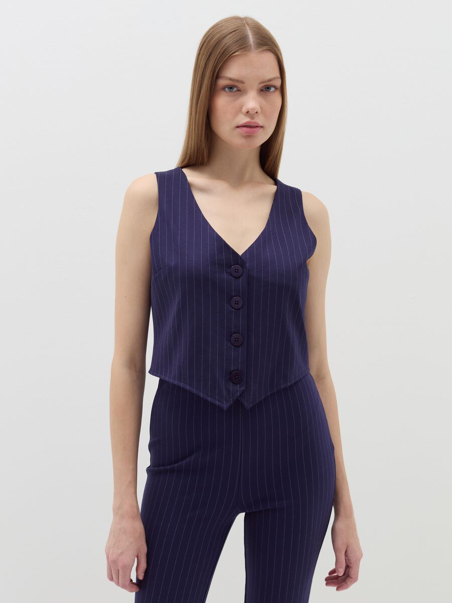 Pinstriped gilet with buttons_0