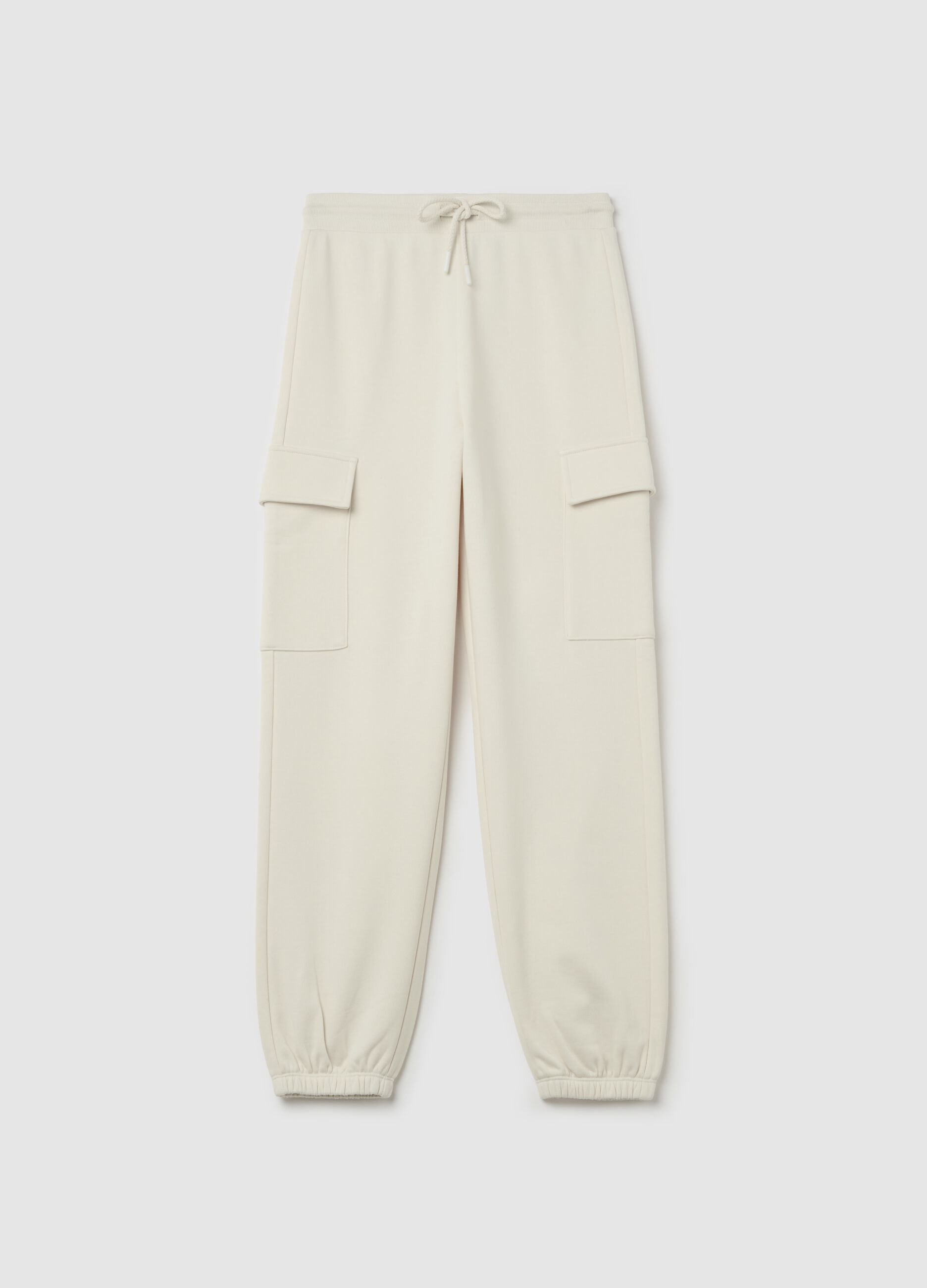 Cargo joggers in fleece with drawstring