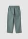 Green straight-legged cotton jogger trousers for kids_1