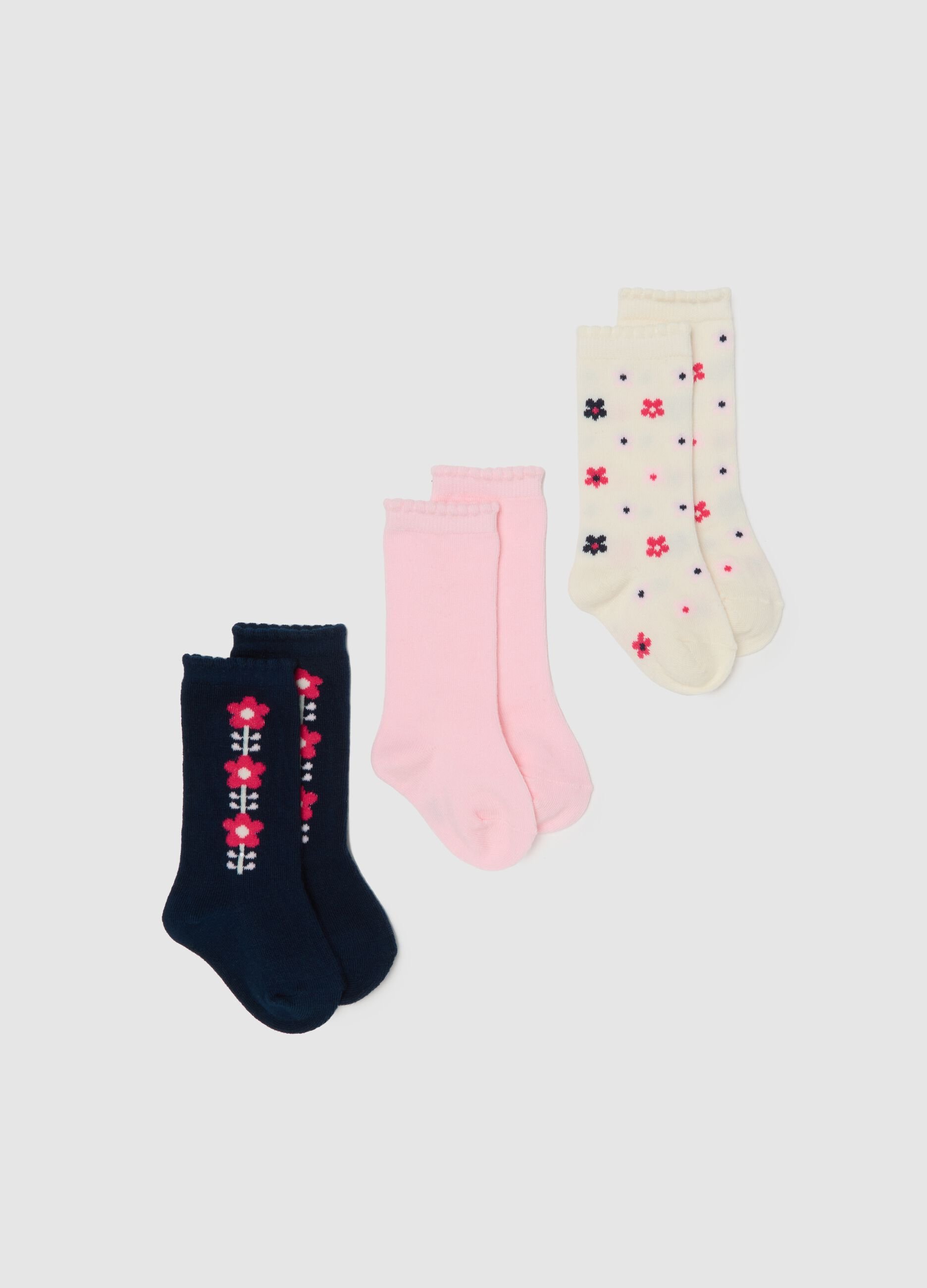 Infant cotton blend socks tripack in multicolour