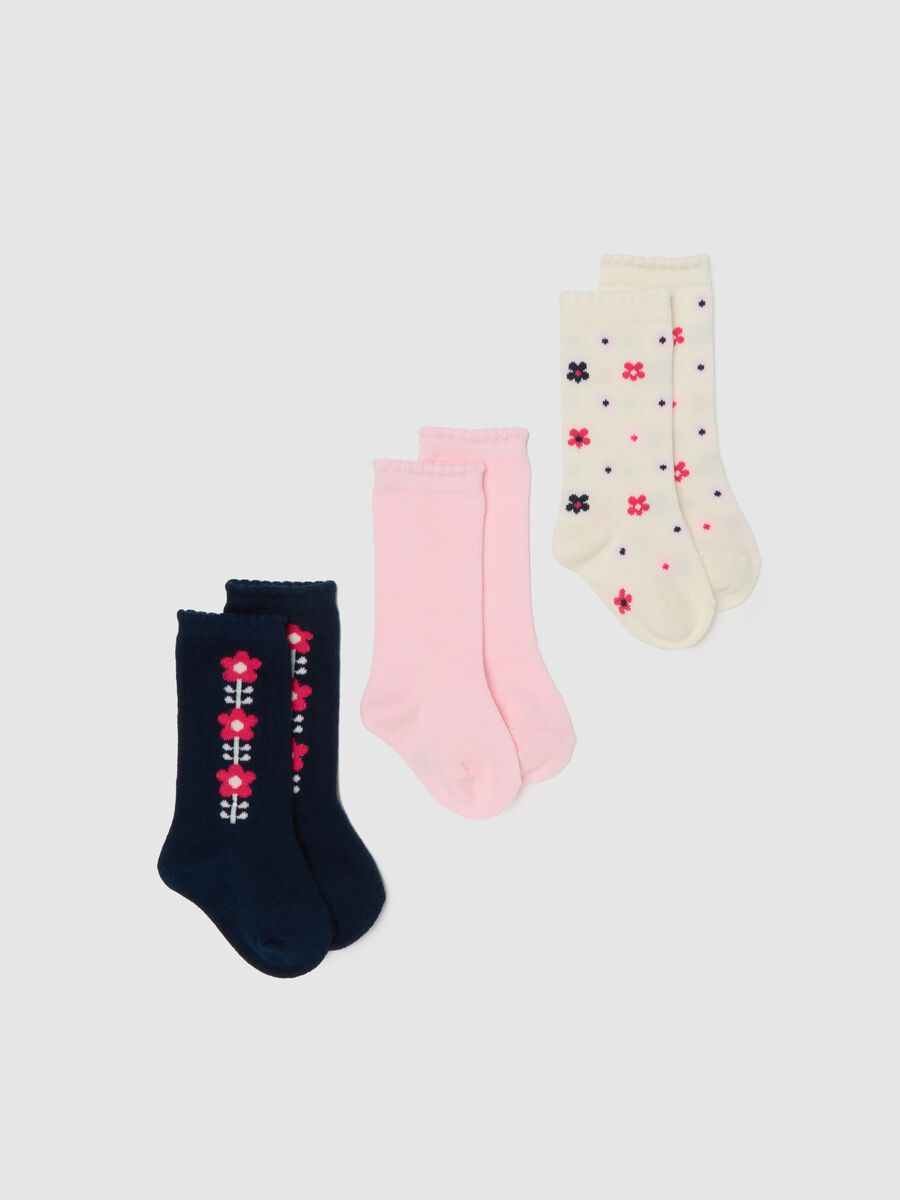 Infant cotton blend socks tripack in multicolour_0