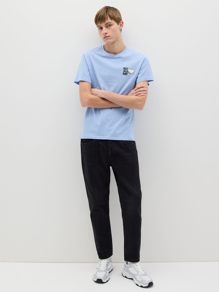 Light blue T-shirt with skateboards print_1