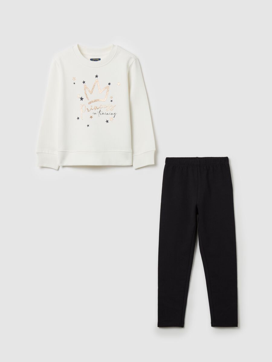 Jogging set con stampa glitterata_0
