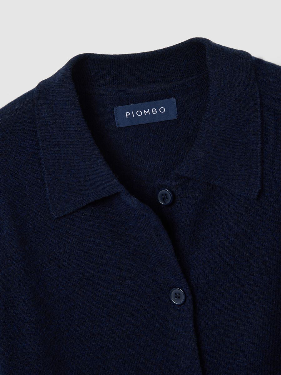 Cardigan in pura lana blu con bottoni_5