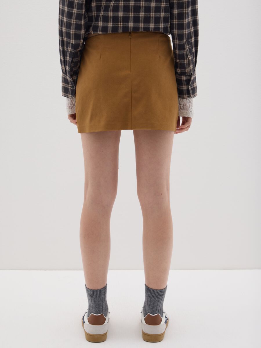 Brown Faux Leather Mini Skirt_3