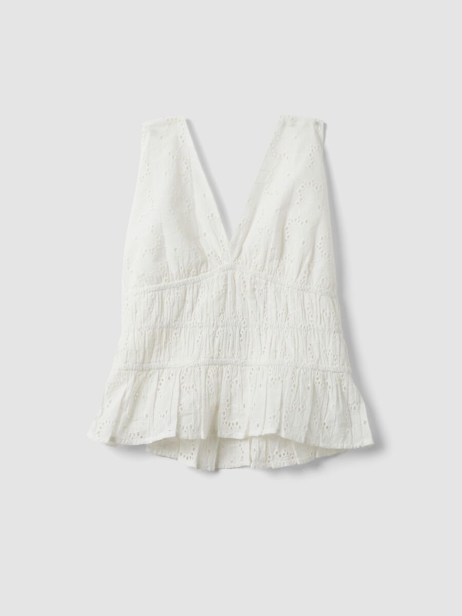 Tank top bianco in puro cotone sangallo_4