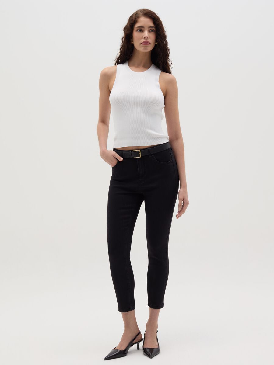 Ribbed tank top with halter neck_1