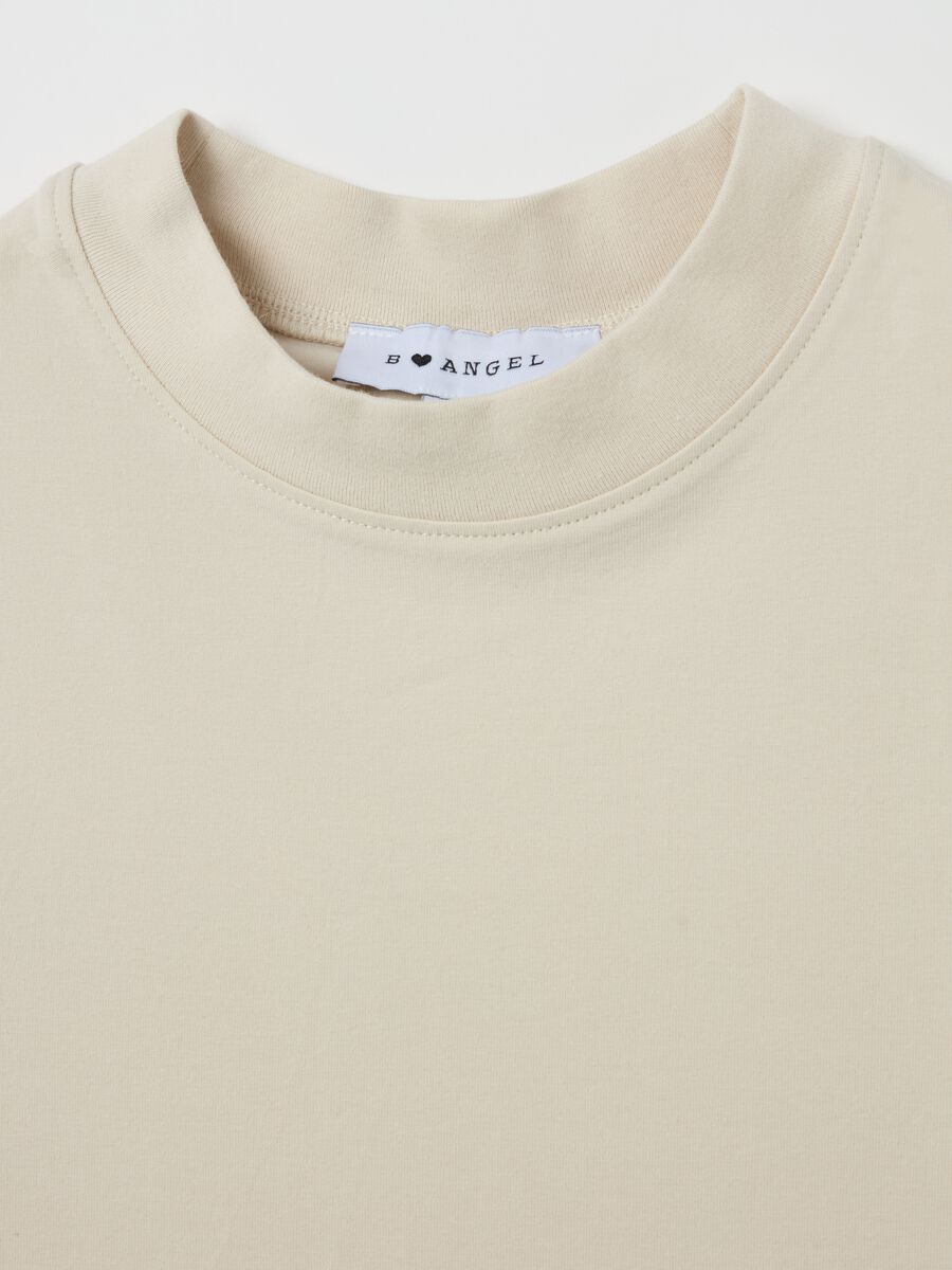 Stretch cotton T-shirt with mock neck_5