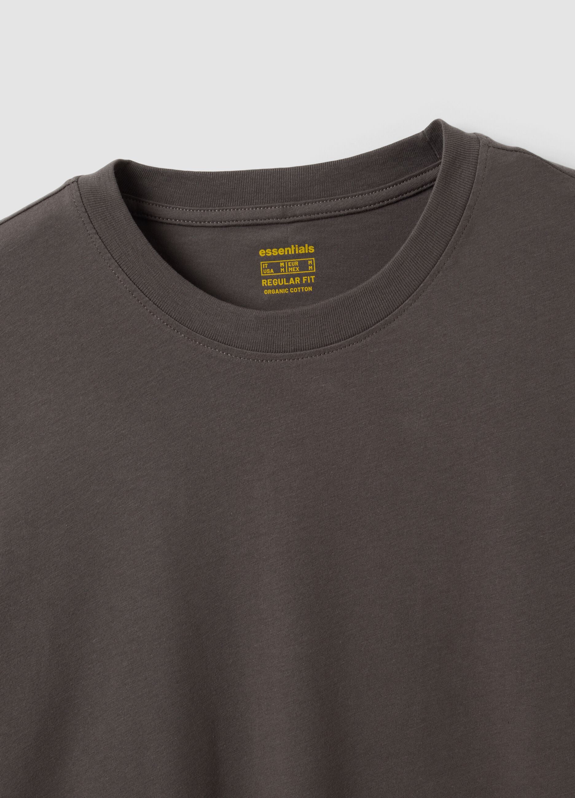 Men&rsquo;s grey long-sleeve T-shirt in 100% organic cotton with crew neck