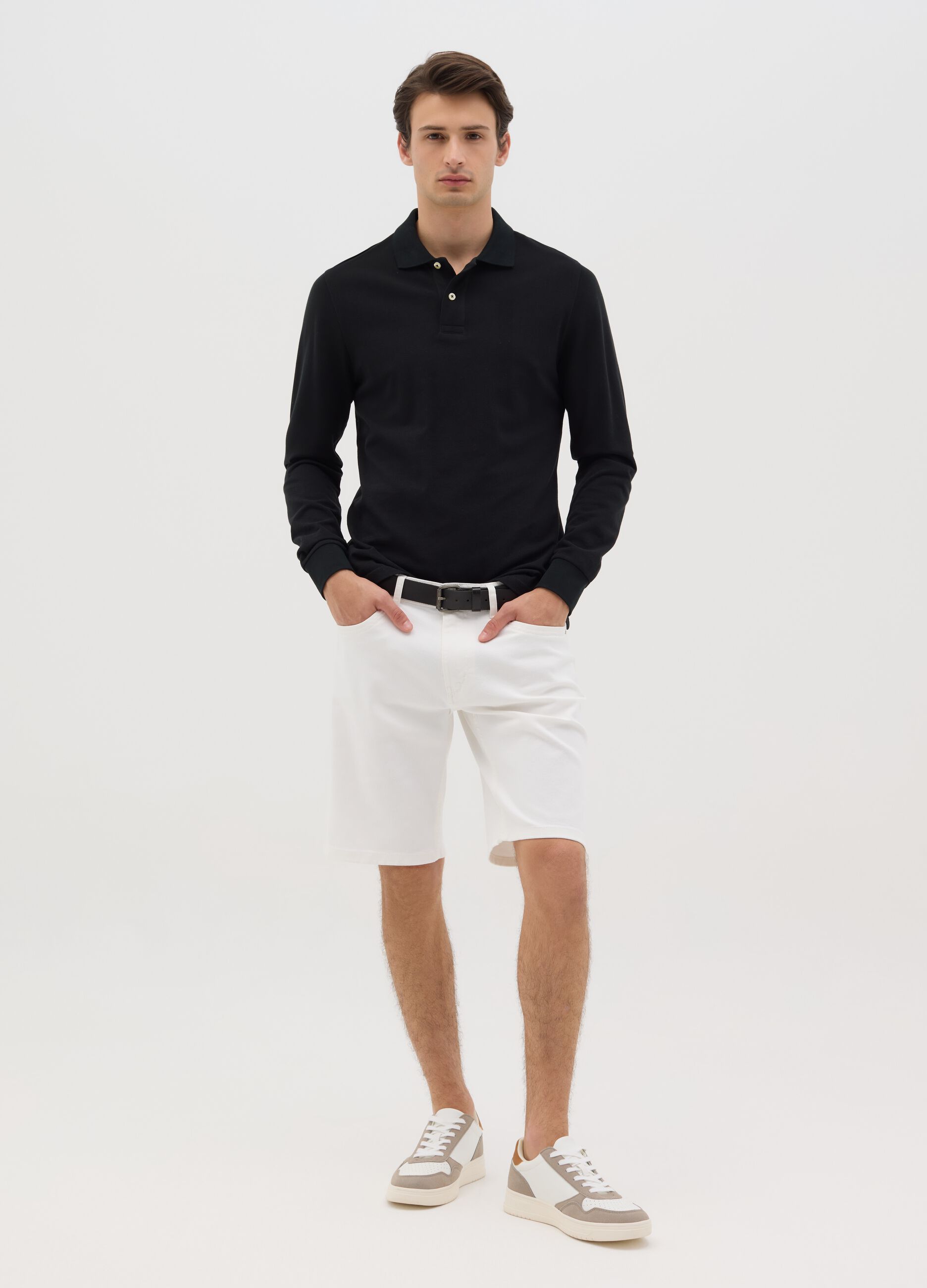 White Elastic Ovs Denim Shorts