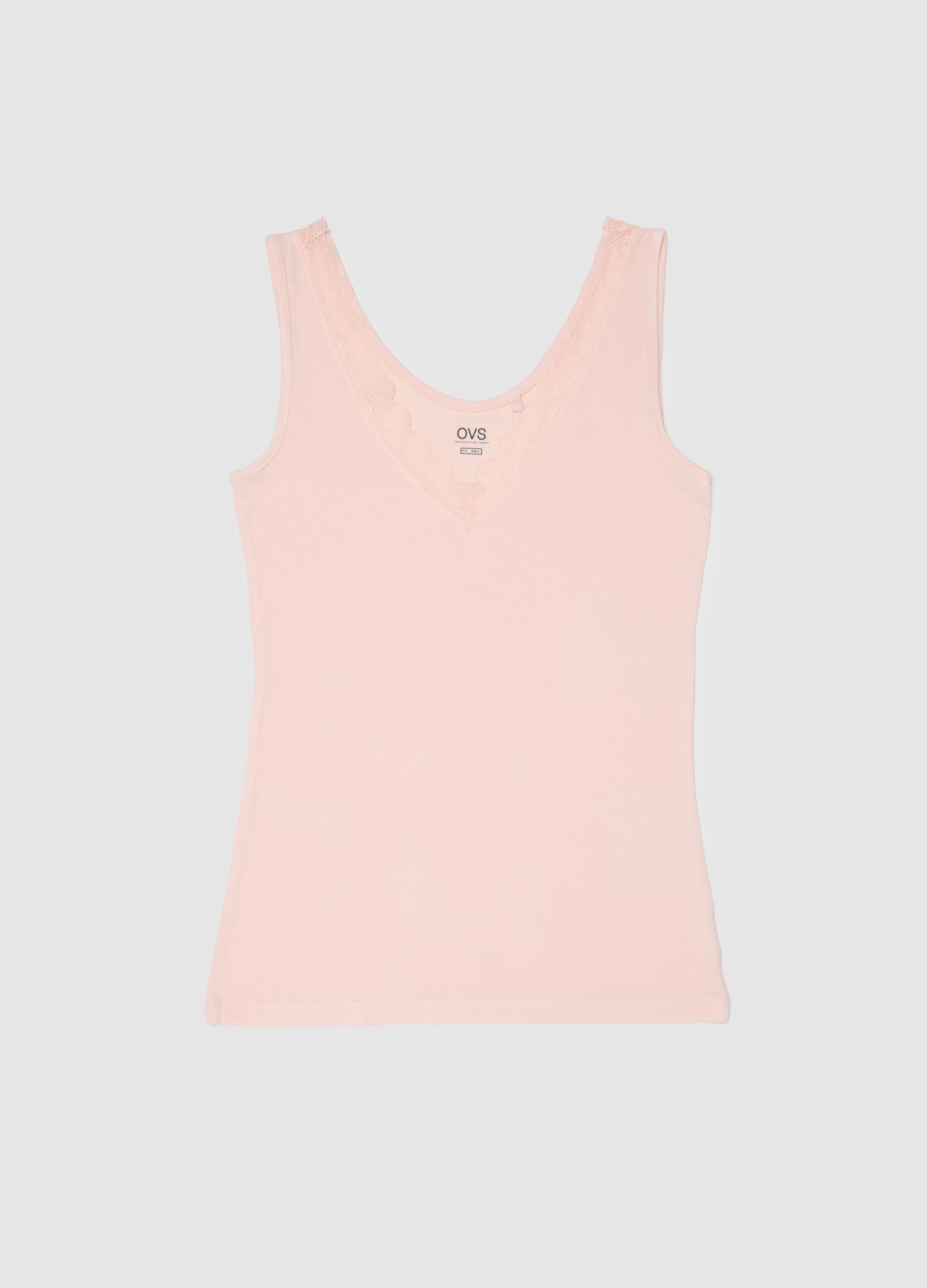 Pink viscose blend tank top with regular fit