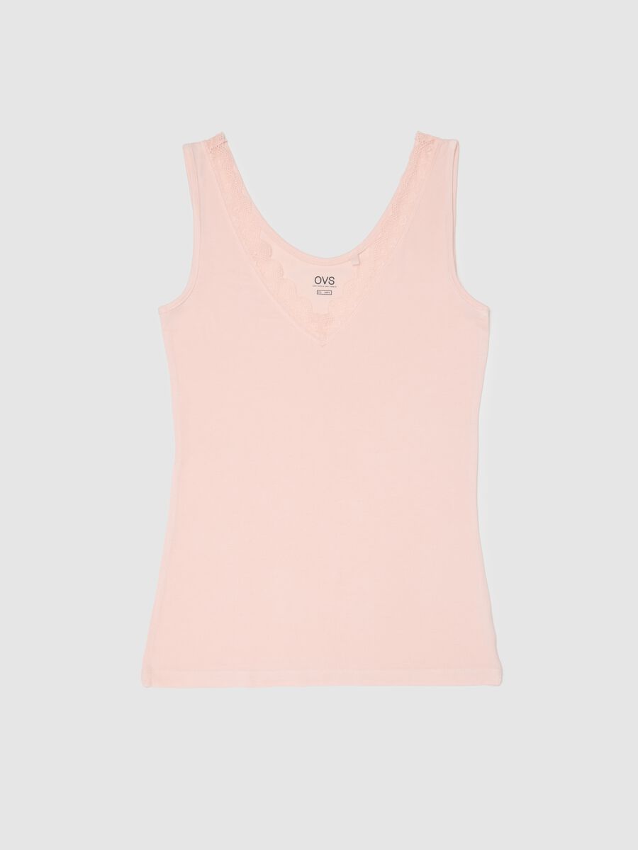 Pink viscose blend tank top with regular fit_0