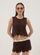 Brown cotton-blend crochet tank top, regular fit_3