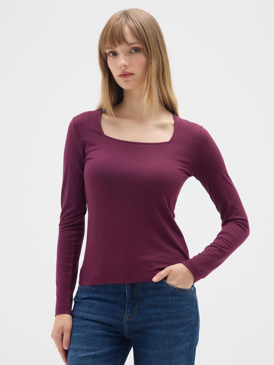 Purple Stretch Viscose Top Regular Fit_0