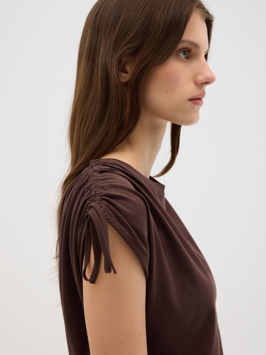 Women's brown pure cotton T-shirt regular fit_1