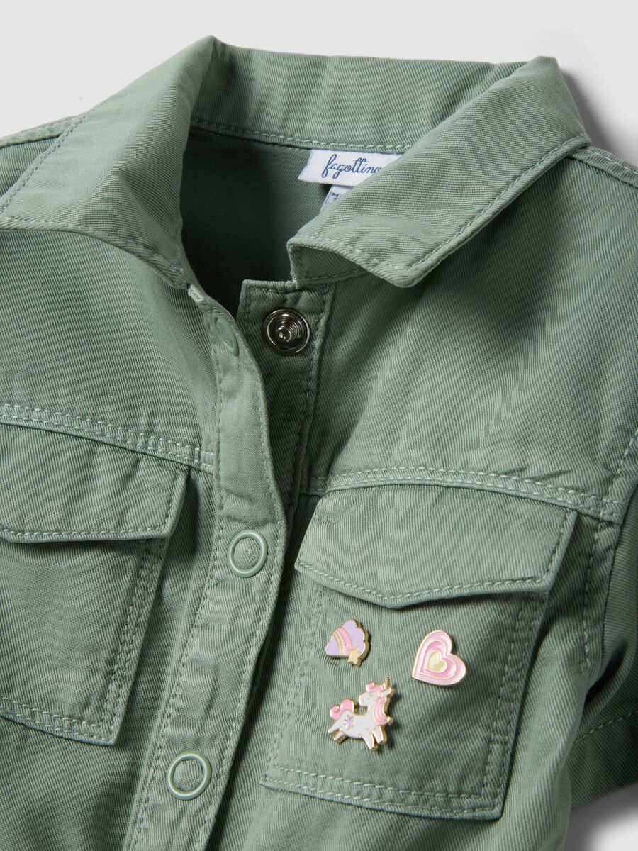 Romper in misto lyocell e cotone verde da bimba regular fit_2