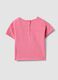 T-shirt rosa a maniche corte in cotone elasticizzato con stampa floreale per bimba regular fit_1