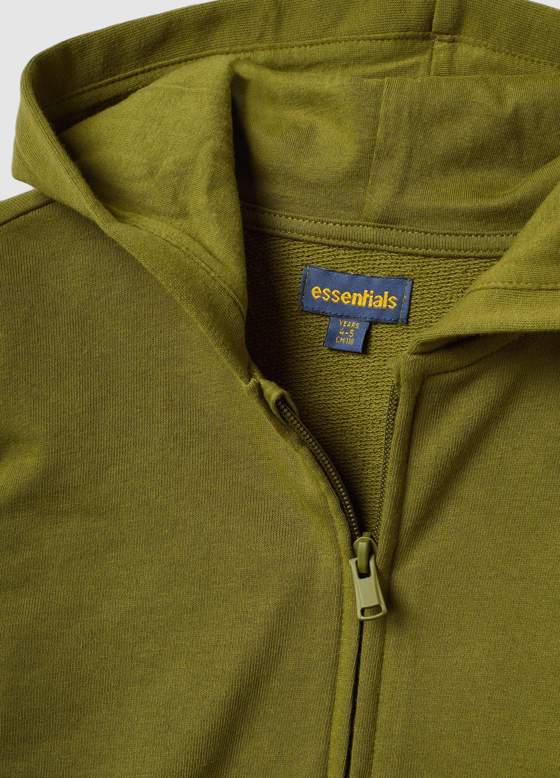 Green organic cotton hooded sweatshirt for boys, regular fit