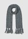 Grey Wool Blend Scarf with Fringes_0